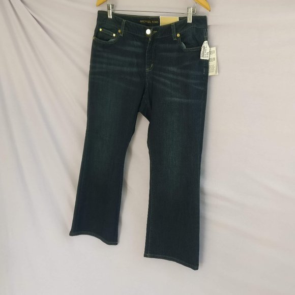 MICHAEL KORS IZZY CROPPED FLARE JEANS in STELLAR WASH  10w +MEASUREMENTS New - Picture 3 of 10